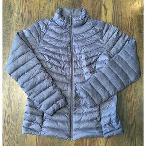 32 Degrees HEAT Women's Down Puffer Jacket Full Zip Mock Neck Blue Gray Size S